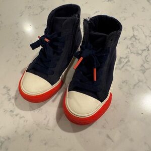 Kids Navy and Red High-Top Sneakers